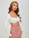 PETITE Square Neck Rib Knit Crop Top