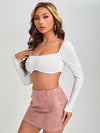 PETITE Square Neck Rib Knit Crop Top