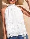 Eyelet Embroidery Tied Back Top