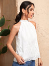 Eyelet Embroidery Tied Back Top