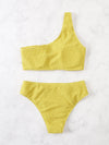 Ring Linked One Shoulder Bikini Swimsuit