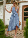 Polka Dot Belted Ruffle Hem Dress