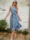 Polka Dot Belted Ruffle Hem Dress