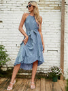 Polka Dot Belted Ruffle Hem Dress