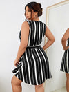 Frenchy Plus Striped Button Front Belted Dress