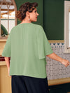 Plus Butterfly Sleeve Overlay Blouse