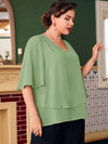 Plus Butterfly Sleeve Overlay Blouse