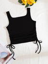 Drawstring Side Crop Tank Top