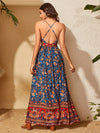Floral Print Criss Cross Backless Dress