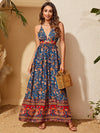 Floral Print Criss Cross Backless Dress