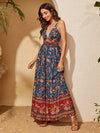 Floral Print Criss Cross Backless Dress