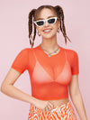 Sheer Mesh Crop Top Without Bra