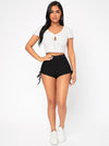 PETITE High Waist Drawstring Side Biker Shorts