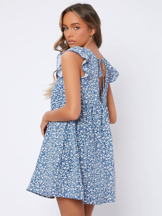 PETITE Ditsy Floral Ruffle Armhole Tie Back Dress