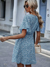 Ditsy Floral Butterfly Sleeve Belted Dress