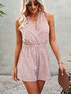 Allover Print Tie Back Halter Neck Romper