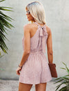 Allover Print Tie Back Halter Neck Romper