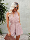 Allover Print Tie Back Halter Neck Romper