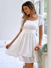 Puff Sleeve Square Neck Ruffle Hem Dress
