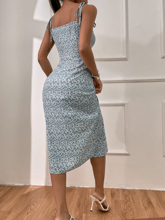 Ditsy Floral Print Split Thigh Dress