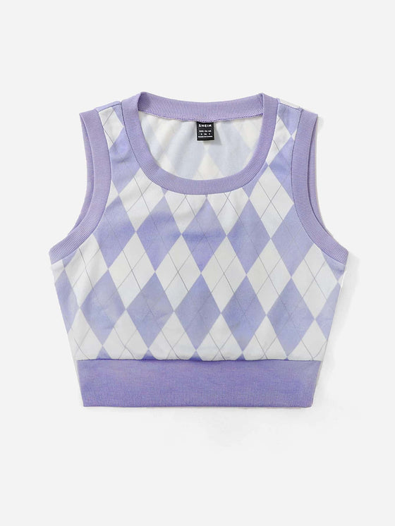 Argyle Pattern Tank Top