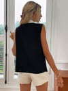 Contrast Collar Sleeveless Shirt