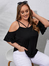 Plus Cold Shoulder Ruffle Sleeve Tee