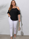 Plus Cold Shoulder Ruffle Sleeve Tee