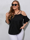 Plus Cold Shoulder Ruffle Sleeve Tee