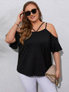 Plus Cold Shoulder Ruffle Sleeve Tee