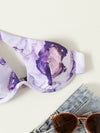 Marble Print One Shoulder Push Up Bikini Top