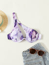 Marble Print One Shoulder Push Up Bikini Top