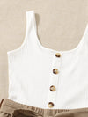 Button Front Colorblock Belted Combo Tank Romper