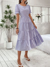 Gingham Puff Sleeve Ruffle Hem Smock Dress