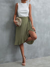 Ruffle Trim Wrap Tie Side Skirt