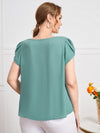 Plus Petal Sleeve Fold Pleated Top