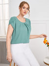 Plus Petal Sleeve Fold Pleated Top