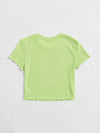 Ribbed Lettuce Edge Cropped Tee