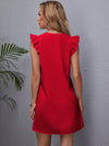 Ruffle Armhole Solid Tunic Dress