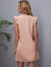 Ruffle Armhole Solid Tunic Dress