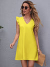 Ruffle Armhole Solid Tunic Dress