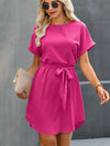 Solid Self Tie Tunic Dress