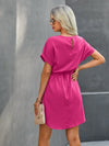 Solid Self Tie Tunic Dress
