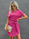 Solid Self Tie Tunic Dress