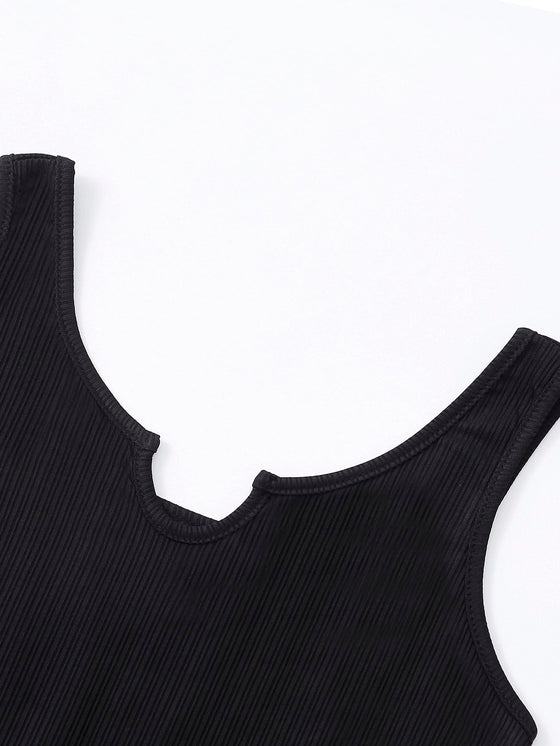 Striped Notched Neckline Belted Romper