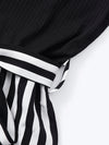 Striped Notched Neckline Belted Romper