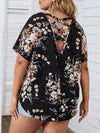 Plus Floral Print Crisscross Batwing Sleeve Blouse