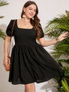 Plus Scoop Neck Puff Sleeve Dress