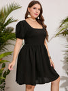 Plus Scoop Neck Puff Sleeve Dress