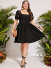 Plus Scoop Neck Puff Sleeve Dress